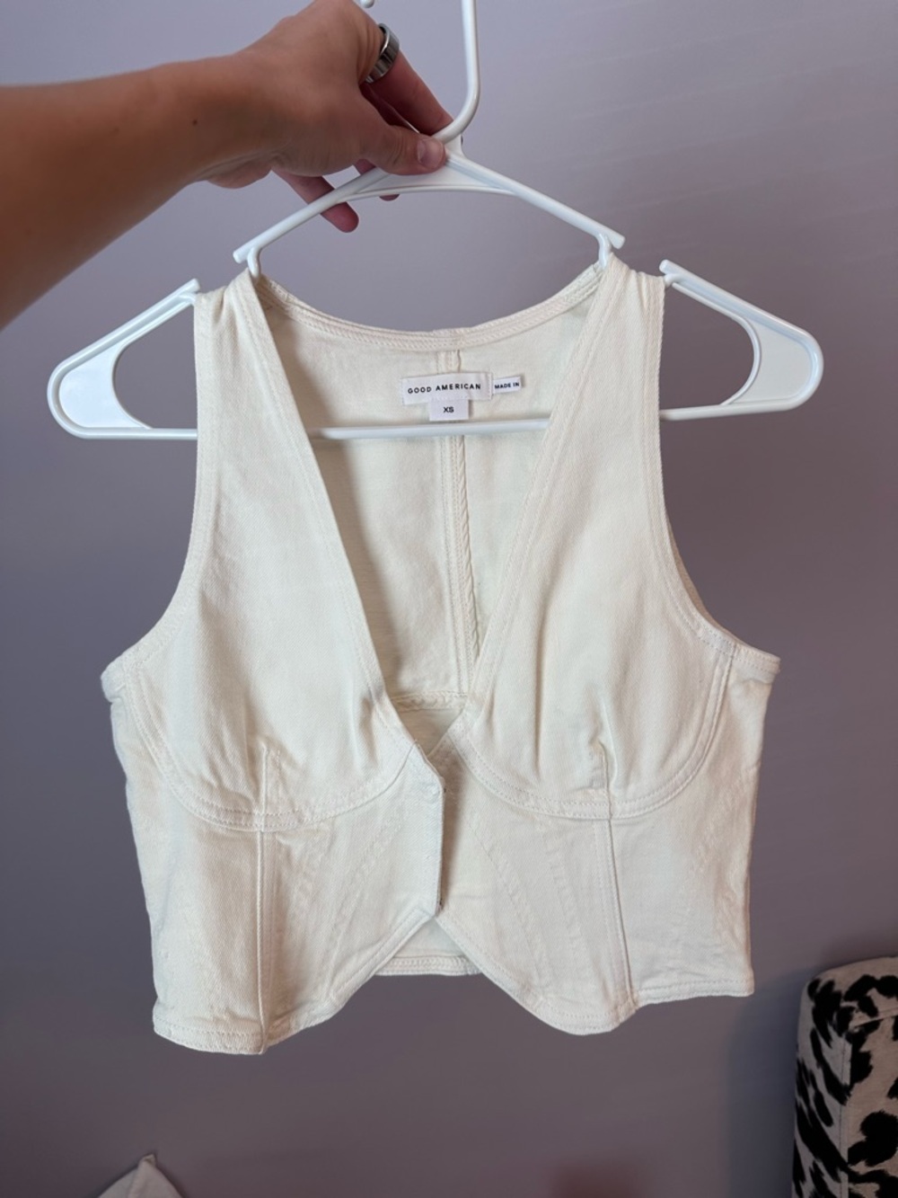 Good American White Denim Vest